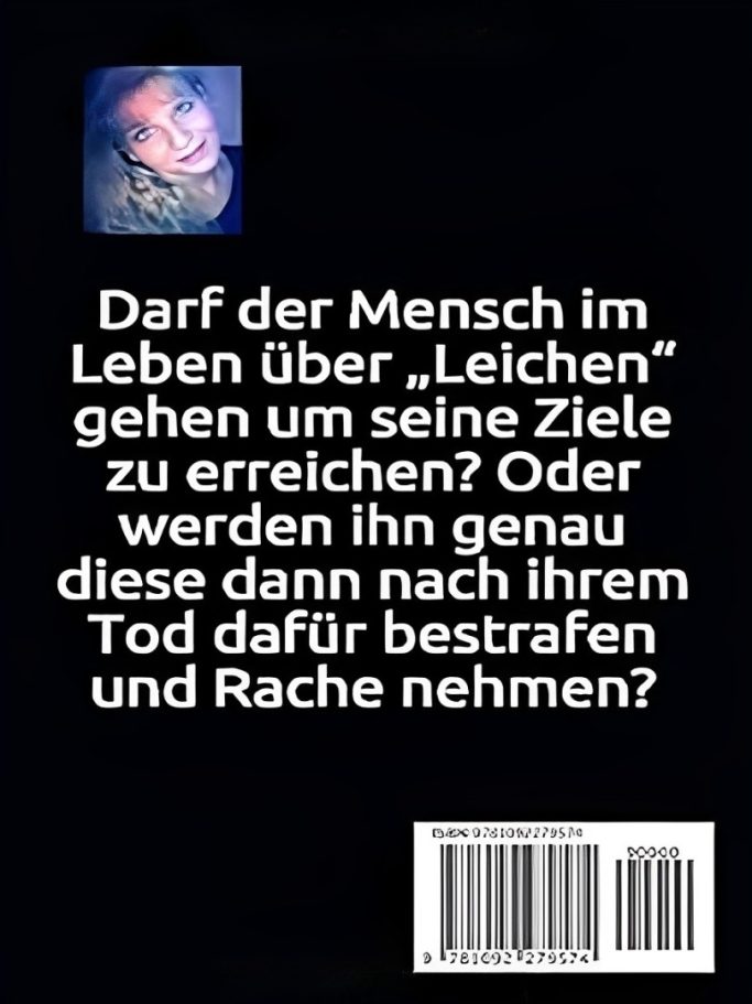Klappentext zum Buch "Todesrache", mit Foto der Autorin